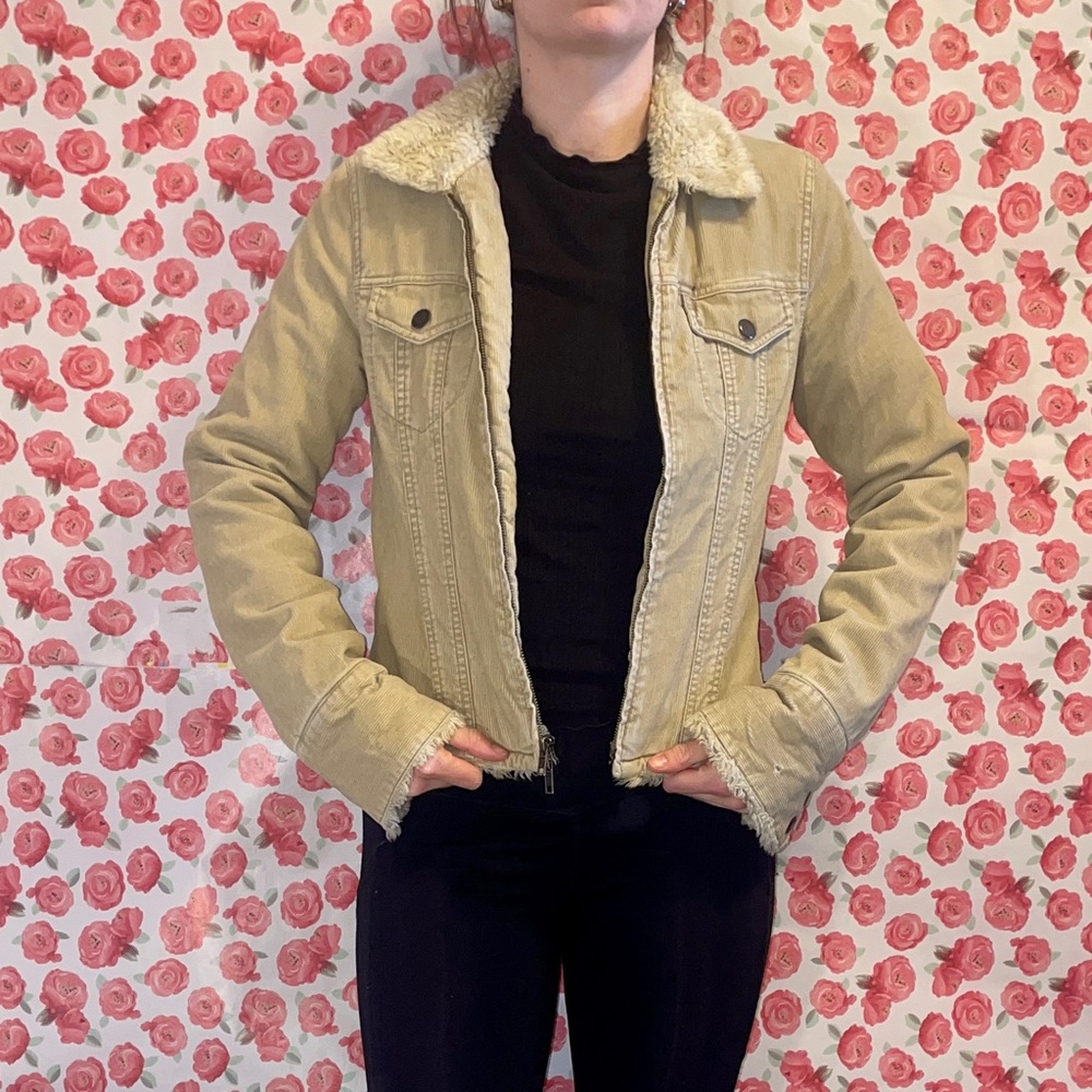 Vintage Small Abercrombie tan corduroy aviator jacket